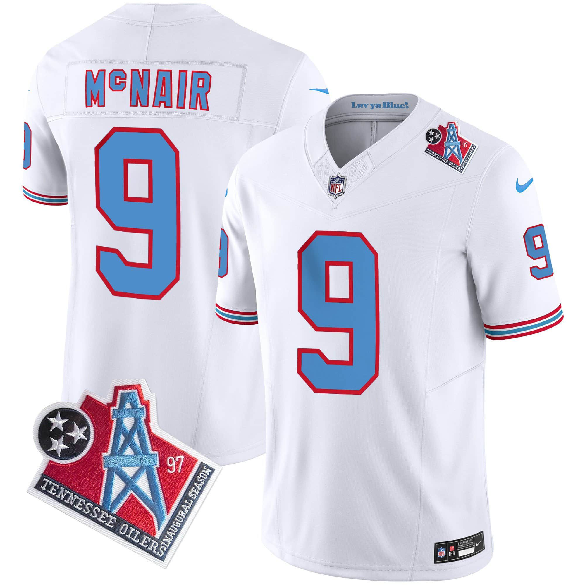Men Tennessee Titans 9 Mcnair White 1997 Throwback 2024 Nike Limited Vapor NFL Jersey